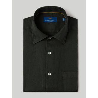 Robert Talbott Morgan Short Sleeve Linen Shirt in Dark Olive at Nordstrom, Size Xx-Large