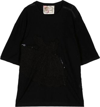 By Walid Patchwork Cotton T-shirt Black Design