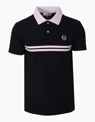 Sergio Tacchini Mens Sergio Tacchini Supermac Polo Shirt Black/Light Lilac/White - Size: 40