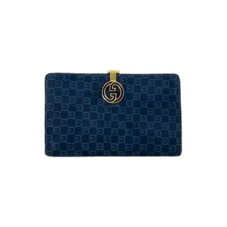 Gucci Pre-owned Wallets, female, Blue, Size: ONE SIZE Pre-owned Suede Leather Short Wallet