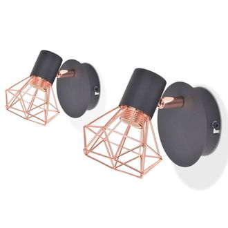 Berkfield Home Wall Lamp 2 pcs E14 Black & Copper
