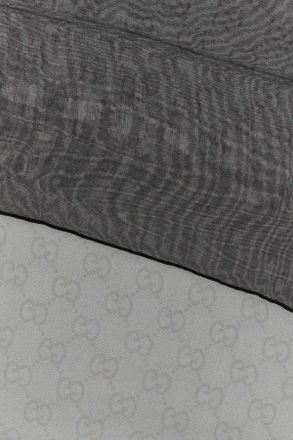 Gucci Womens Gg Monogram Silk Chiffon Shawl Black