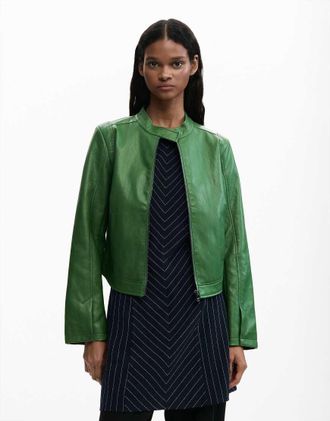Desigual Giacca in pelle sintetica verde