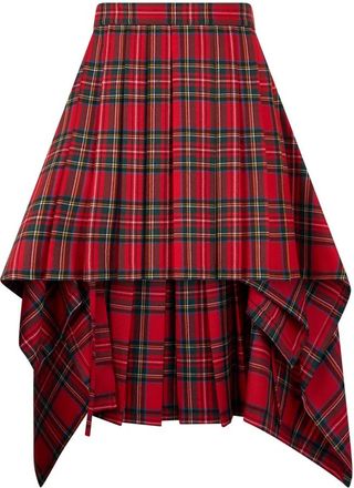 Moschino Rokken, Dames, Rood, L, Wol, Pliss&eacute; Tartan Rok