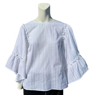English Factory Ruffle Sleeve Top In White