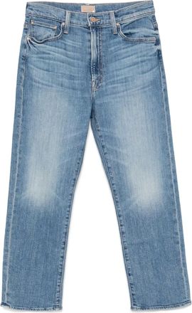 Mother The Ditcher cropped jeans met rits - Blauw