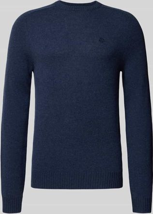 Mc Neal Regular Fit Strickpullover aus reiner Wolle in Dunkelblau Melange, Größe XXXL