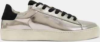 AllSaints Cow Leather Shana Low Top Metallic Leather Trainers, Size: 3