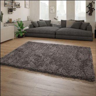 Paco Home Tappeto Salotto a Pelo Lungo, Shaggy Pelo Lungo Moderno Motivo Monocolore Antracite, 240x340 cm - Paco Home