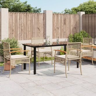 vidaXL Vidaxl - Set Comedor De Jard&iacute;n 5 Pzas Con Cojines Rat&aacute;n Sint&eacute;tico Beige
