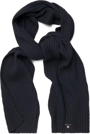 GANT Navy Rib Sjaal voor Heren - Heren - Wintersjaals - Blauw - ONE Size - Katoen - Accessoires