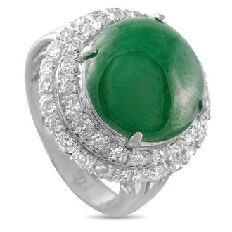 Luxury Bazaar Platinum 0.60 ct Diamond and 4.80 ct Jade Ring MF05-052126