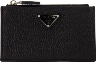 Prada Heren ritskaarthouder - Heren - Portefeuilles - Zwart - ONE Size - Leer - Accessoires