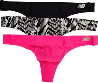 New Balance Womens 3-Pack Performance Breathe Thong In Black/black & White Speed Glitch/alpha