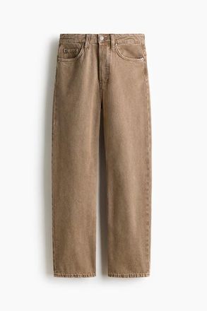 H&M Straight High Waist Ankle Jeans in Beige at Nordstrom, Size 16