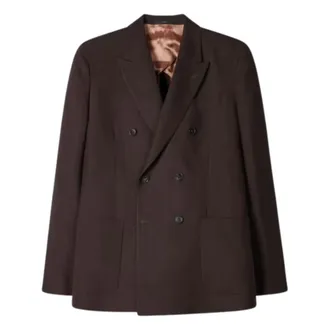 Paul Smith Blazers, male, Purple, Size: XL Double-breasted Linen Blazer