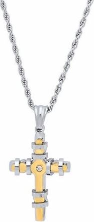 HMY Jewelry Mens Cross Pendant Necklace in Silver/Gold at Nordstrom Rack