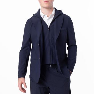Emporio Armani Nylon Blazer With Detachable Inner Panel And Hood, Brand Size 48 ( US Size 38 )