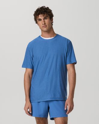 Vuori Clothing Strato Tech T-Shirt | Court Blue Heather | XS, Size Extra Small