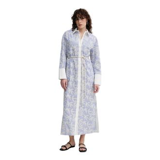 Munthe Filira Jurk - Dames - Shirt Kleedjes - Blauw - XL - Katoen - Kleedjes
