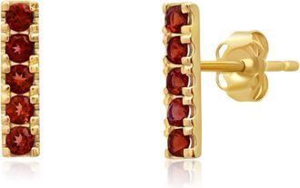 MAX + STONE 14k Yellow or White Gold Small Gemstone Bar Stud Earrings