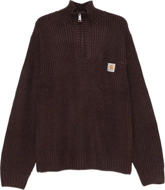 Carhartt Work in Progress Detroit Half Zip Sweater - Heren - Coltruien - Bruin - XL - Wol - Truien & Vesten