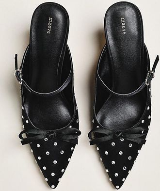 Maeve Bow Kitten-Heel Mules