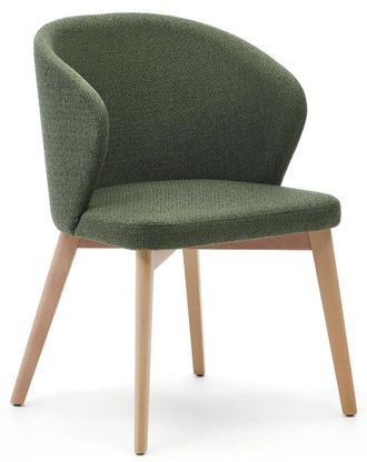 K Home Design Esszimmerstuhl Darica mit Armlehnen - Natural/Grün