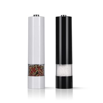 OEM Molinillo De Sal Y Pimienta De 2 Piezas Con Molinillo De Cer&aacute;mica Y Luz Led - Potente Motor De 6 V Alimentado Por Bater&iacute;a