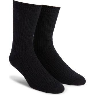 Krost 2-Pack Waffle Stitch Crew Socks in Black at Nordstrom