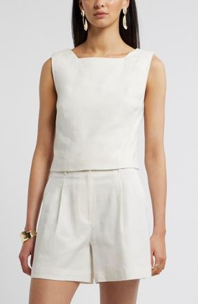 Nordstrom Linen Blend Shell Top in Ivory Tofu at Nordstrom, Size Xx-Small