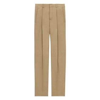 Saint Laurent High-waisted Trousers in Wool Gabardine - male - Saint Laurent - Wide Trousers - Beige - L - Trousers