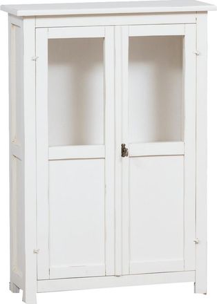 Biscottini International Biscottini - Vitrina De Estilo Country De Madera Maciza De Tilo Acabado Con Efecto Blanco Envejecido 68x25x98 Cm