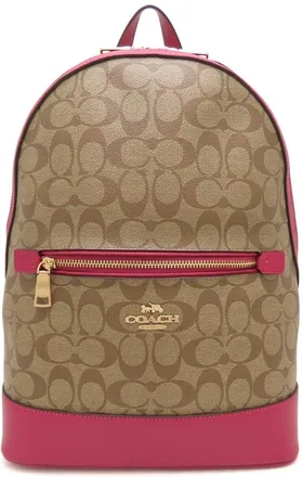 Coach Beige Pink Canvas Leather Backpack (Pre-Owned)