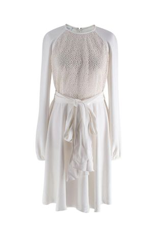 Giambattista Valli Lace Top White Crepe Mini Dress Size S