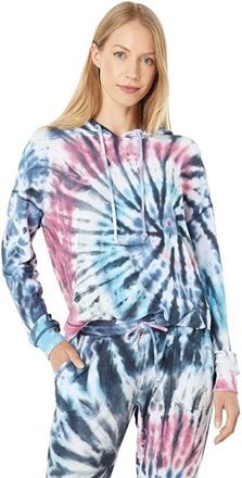 Chaser Womens Chaser Shirttail Hoodie Multi Recycled Cozy Knit Tie Dye Stretch RED945