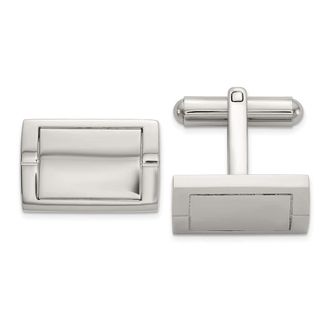 Diamond2Deal Stainless Steel Polished Rectangle Cuff Links