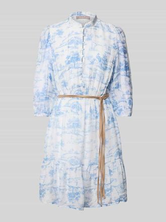 Christian Berg Knielanges Kleid aus Viskose-Mix mit Bindeg&uuml;rtel in Ecru, Gr&ouml;&szlig;e 48