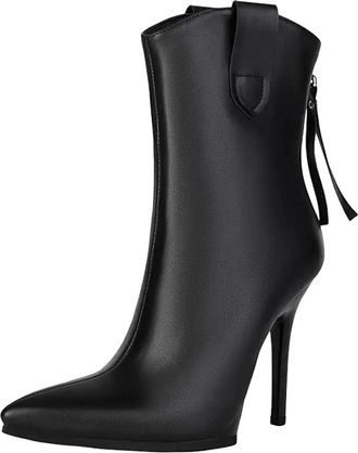 Generic Womens Sexy Ankle Boots Pointed Toe Super High Stiletto Heel With Back Zipper For Banquet And Party Events