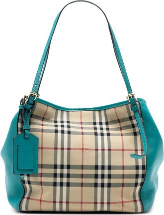 Burberry 2000-2017 Small Haymarket Check Canvas and Leather Canterbury tote bag - Blauw