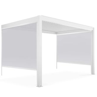 Oviala P&eacute;rgola bioclim&aacute;tica adosada blanca de 3x4m y 2 estores de 2,66x 2,34m