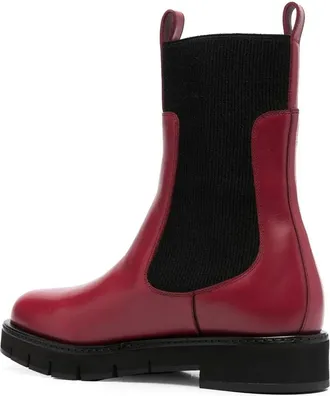 Ferragamo Ribbed Calf Leather Chelsea Boot - Red