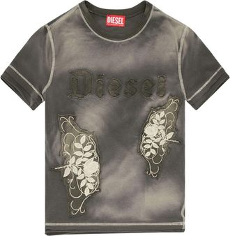 Diesel T-Uncut appliqu&eacute; faded T-shirt - women - Cotton/Spandex/Elastane - S - Green