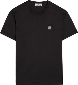 Stone Island Logo Cotton T-shirt - Black - XL