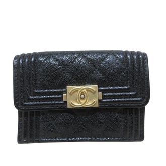 Chanel Black Grained Calfskin Wallet (Tri-Fold) (Pre-Owned)
