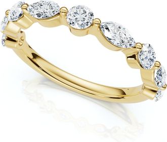 Pompeii3 3/4Ct Marquise & Round Diamond Stacking Band 14k Gold or Platinum Lab Grown