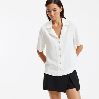 La Redoute Collections Blouse met reverskraag en korte mouwen