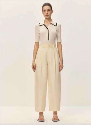 Elodie Caia Twill Pants In Buttercream