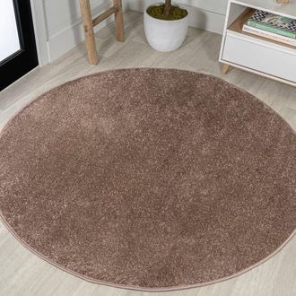 Jonathan Y Designs Haze Solid Low-Pile Round Area Rug in Brown/taupe at Nordstrom, Size 4Ft 0In X 4Ft 0In