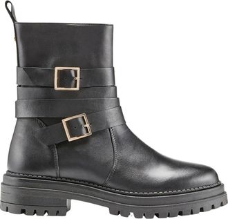 Cosmoparis Schoenen, Dames, Zwart, 37 EU, Zwarte leren rangerboot met bandjes
